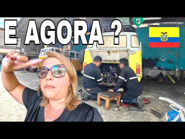 Acompanhe os reparos na Kombi em Quito, o conserto do toldo e a viagem pelas estradas do Equador até Tabacundo rumo à Colômbia.